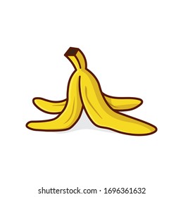 Banana skin isolated vector illustration for Banana Day on April 15th. Slapstick comedy color symbol.