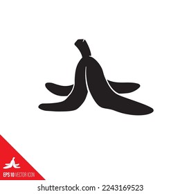 Banana skin vector glyph icon. Slapstick comedy symbol.