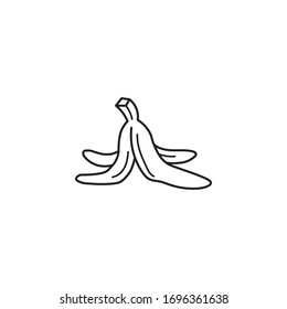 Banana skin vector line icon. Slapstick comedy outline symbol.