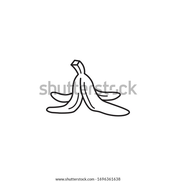 Banana skin vector line icon. Slapstick comedy\
outline symbol.