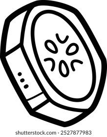 Banane Scheibe doodle Vektorsymbol und Illustration