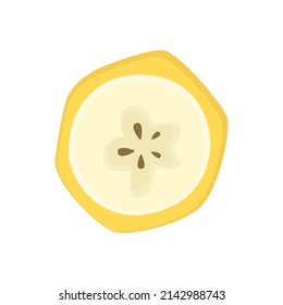 Banana Slice, Fruit. Banana Cut. Flat Vector Illustration Isolated On White Background In Cartoon Style