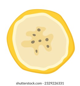 Baraja de plátano, fruta. Cortar plátano. Ilustración vectorial plana aislada sobre fondo blanco en estilo de caricatura