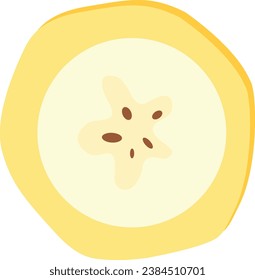Banana slice, fruit. Banana cut. Flat vector illustration isolated on white background in cartoon style