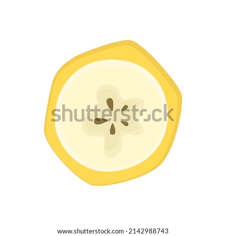 Banana slice, fruit. Banana cut. Flat vector illustration isolated on white background in cartoon style