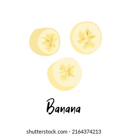 Banana slice illustration isolated on white background