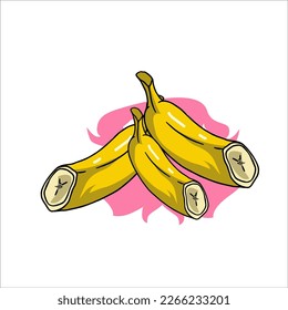 Banana Slice Logo, Vektorgrafik, Symbol, Hintergrund für Posterdesign auf weißem Hintergrund
