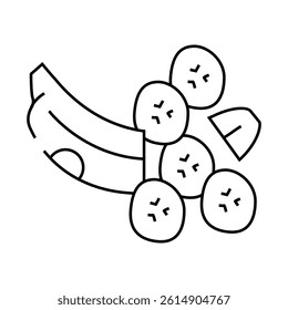 banana slice whole line icon vector. banana slice whole sign. isolated contour symbol black illustration