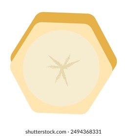 Banana slices illustration of various sizes and angles. Chopped banana pieces with peel and without peel, design icon vector illustration.