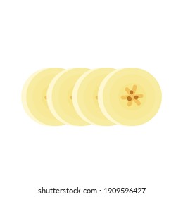 Banana Slices Isolated On A White. Banana Vector.