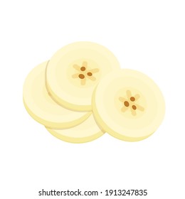 Banana Slices Isolated On A White. Banana Vector.