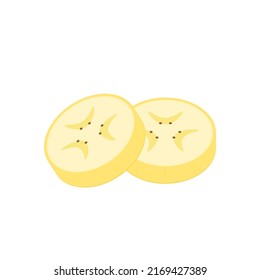 Banana slices isolated on a white background. Banana icon vector.