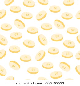 Banana slices seamless pattern. Vector illustration cartoon flat style