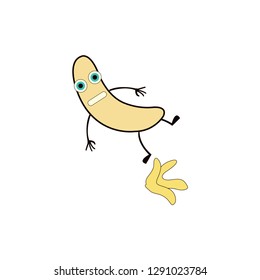 Banana Slipping On Banana Peel Flat Stock Vector (Royalty Free) 1291023784