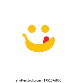 Banana Smile Flat Icon Logo