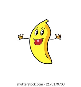 BANANA SONRIENDO CON MANOS ABIERTAS ADECUADAS PARA SUS PROPÓSITOS PROMOCIONALES