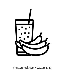 Banana Smoothie Fruit Juice Food Line Icon Vector. Banana Smoothie Fruit Juice Food Sign. Isolated Contour Symbol Black Illustration