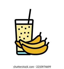 Banana Smoothie Fruit Juice Food Color Icon Vector. Banana Smoothie Fruit Juice Food Sign. Isolated Symbol Illustration