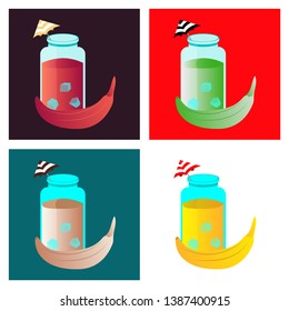 Banana smoothie. Organic fruit shake smoothie. Flat design. Vector illustration.