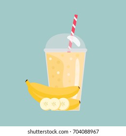  Banana smoothie. Organic fruit shake smoothie. Flat design. 