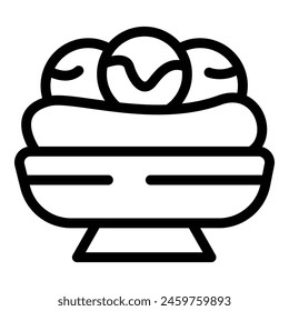 Banana split bowl icon outline vector. Sweet cold dessert. Refreshing American dessert