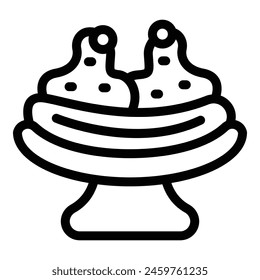 Banana split cream topped icon outline vector. Delicious sweet treat. American chilled dessert