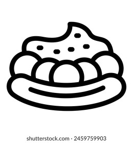 Banana split dish icon outline vector. Sweet cold dessert. American ice cream treat