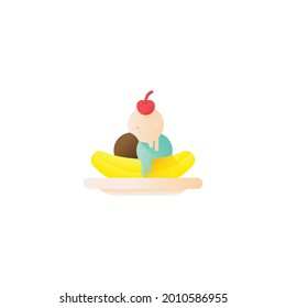 Banana Split Icon Isolated On White Background 