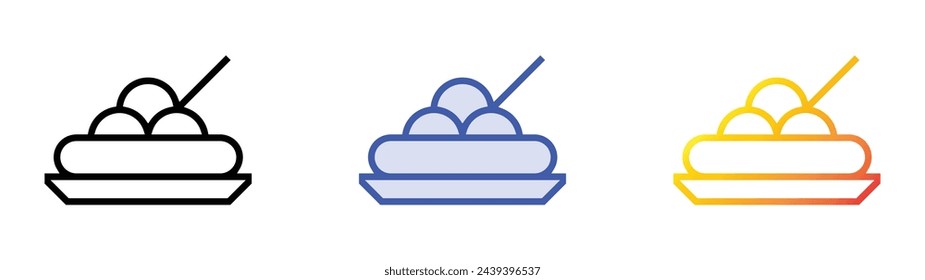banana split icon. Linear, Blue Fill and Gradient Style Design Isolated On White Background