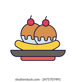 banana split icon with white background vector stock illustration