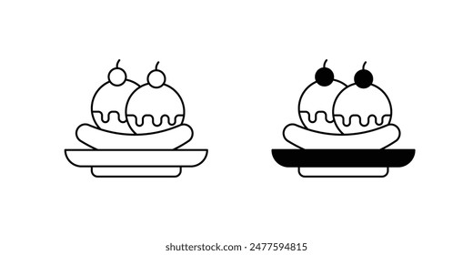 banana split icon with white background vector stock illustration