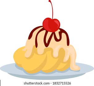 Banana split, illustration, vector on white background