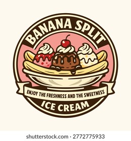 Banana split logo vector illustration