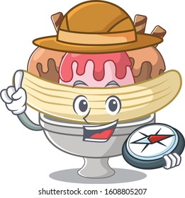 Banana split stylized Explorer having a compass