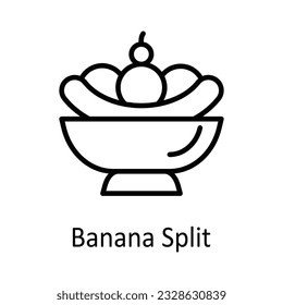 Banana Split Vector outline Icon Design illustration. Food and drinks Symbol on White background EPS 10 File