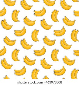 Banana sticker pattern hand draw in doodle style isolated on a white background