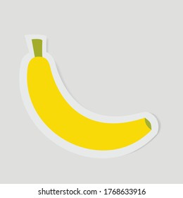 Banana Sticker Vector Illustration in Trendy Flat Style