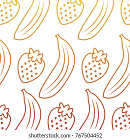 banana and strawberry delicious seamless pattern