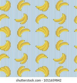 banana in stripe background seamless pattern and vector for textile and other design