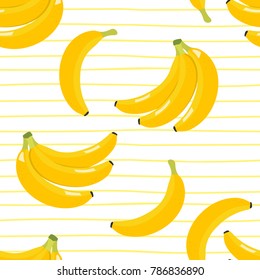 banana in stripe background seamless pattern and vector

