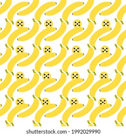 banana summer seamless pattern isolated on white