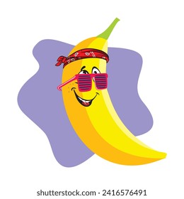 Banana with sunglasses cartoon mascot illustration character vector clip art