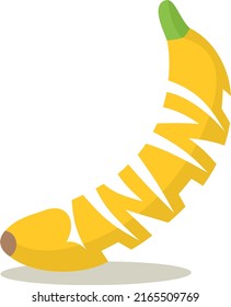 Banana text, Cartoon banana,Yellow fruit, Tropical fruit, banana snack or vegetarian nutrition