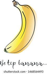 Banana. This picture can use for logo, t-hirts, cards. Also it contains funny unusual wish (english idioms)