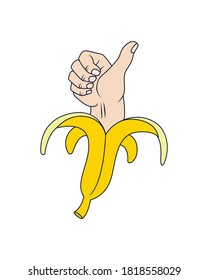 Banana thumb up design vector illustration