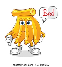 banana thumbs down angry with bubble cartoon. cartoon mascot vector