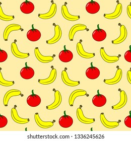 banana tomato seamless pattern