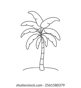 
Banana tree Continuous line art flat vector illustration.