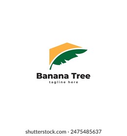 banana tree and banana fruit logo vector template