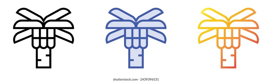 banana tree icon. Linear, Blue Fill and Gradient Style Design Isolated On White Background